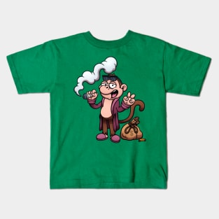 Rich Monkey Smoking A Joint Kids T-Shirt